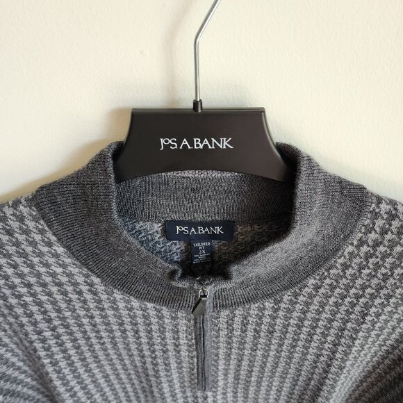 2XL Sweater Gray Jos A Bank Mock Neck Quarter Zip Mens New Merino Wool Blend Nwt - Picture 6 of 17